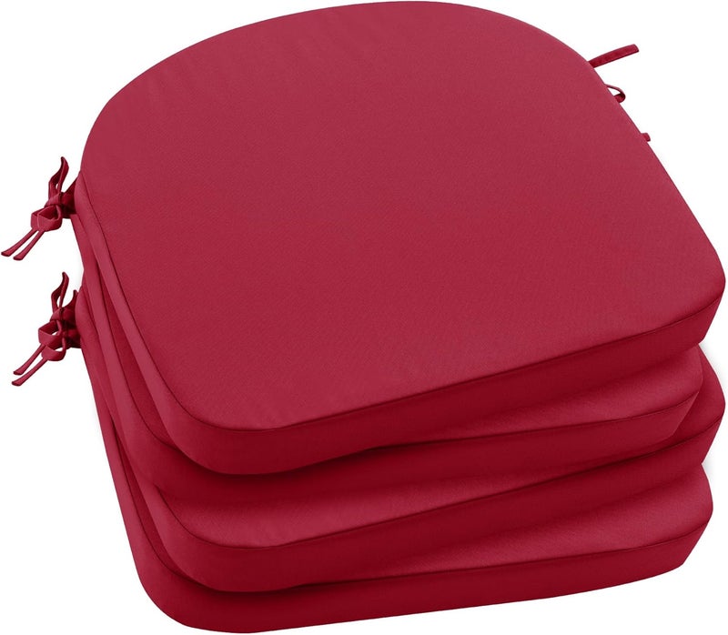 Summsun Outdoor Chair Cushions Set of 4: Waterproof & Fade Resistant Patio Furniture Cushions - 18.5 x 16 x 2 Inch Non Slip Round Corner Seat Cushion Pads with Removable Cover for Garden Yard Lawn, Burgundy - Image 1